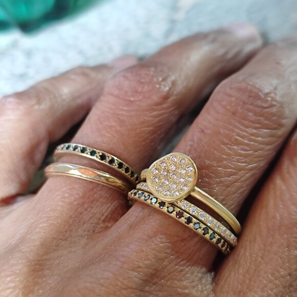 Combination of two diamond 14K Yellow gold rings with 0.56ct Diamonds. UNIQUE - Picture 9 of 10